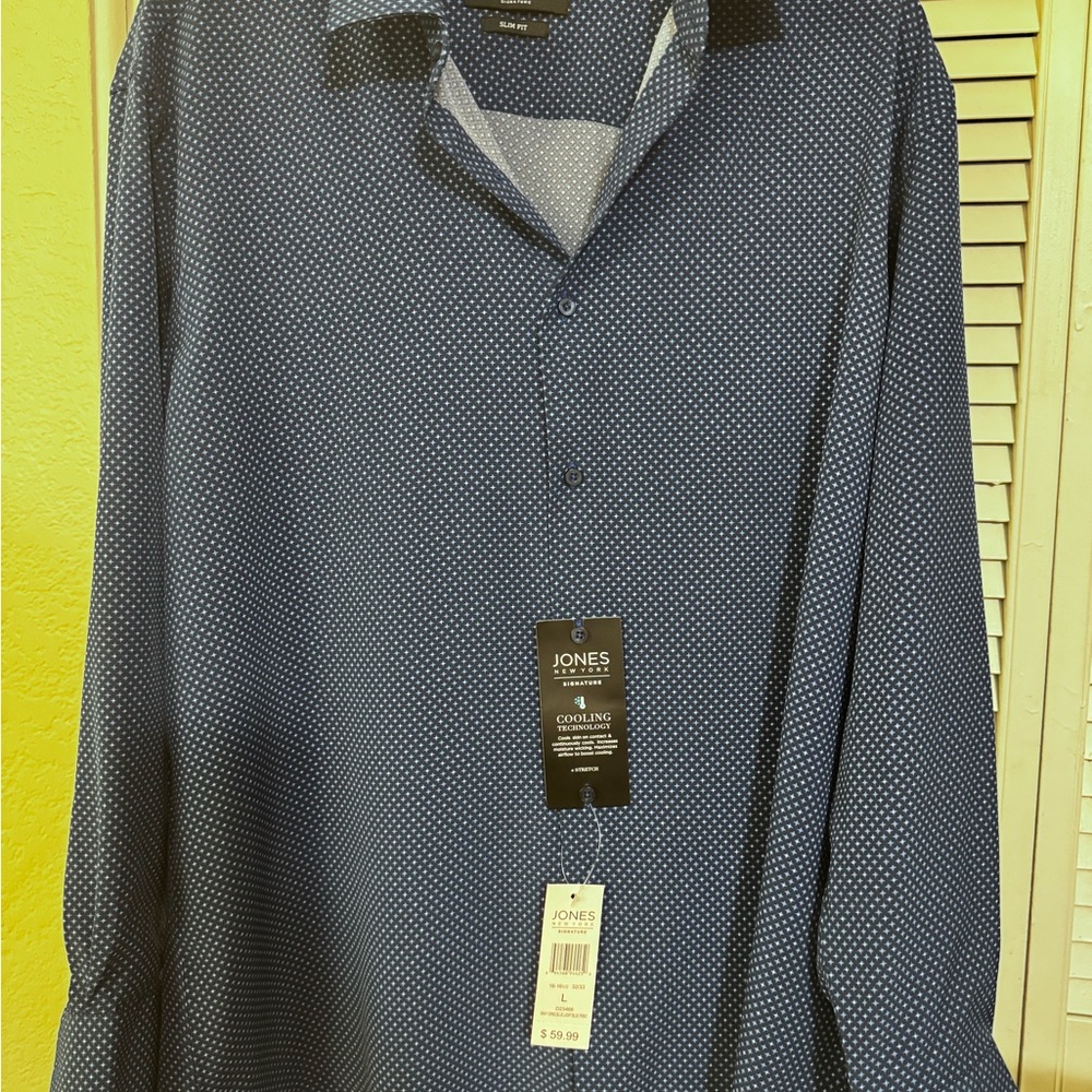 Jones New York Men's Navy Polka Dot Shirt
